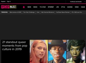 How popbuzz.com looks like on a tablet such as an iPad.