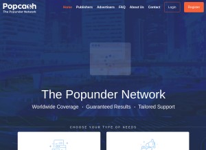 How popcash.net looks like on a tablet such as an iPad.