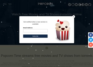 How popcorntime.sh looks like on a tablet such as an iPad.