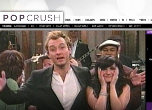 How popcrush.com looks like on a tablet such as an iPad.