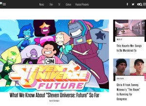 How popdust.com looks like on a tablet such as an iPad.