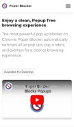 How poperblocker.com looks like on a mobile device such as an iPhone.