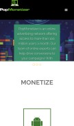 How popmonetizer.com looks like on a mobile device such as an iPhone.