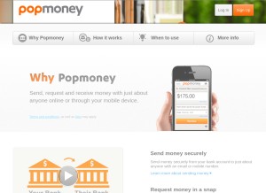 How popmoney.com looks like on a tablet such as an iPad.