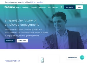 How poppulo.com looks like on a tablet such as an iPad.