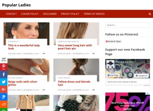 How popularladies.net looks like on a tablet such as an iPad.