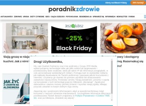 How poradnikzdrowie.pl looks like on a tablet such as an iPad.