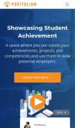 How portfolium.com looks like on a mobile device such as an iPhone.