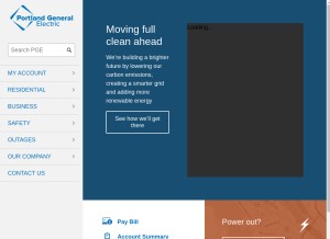 How portlandgeneral.com looks like on a tablet such as an iPad.
