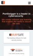 How portswigger.net looks like on a mobile device such as an iPhone.