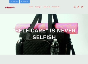 How poshnfitshop.com looks like on a tablet such as an iPad.