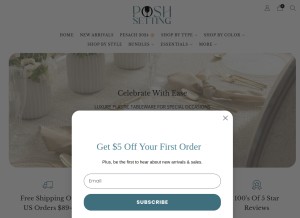 How poshsetting.com looks like on a tablet such as an iPad.