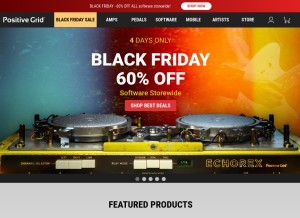 How positivegrid.com looks like on a tablet such as an iPad.