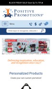 How positivepromotions.com looks like on a mobile device such as an iPhone.