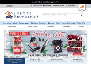 How positivepromotions.com looks like on a tablet such as an iPad.