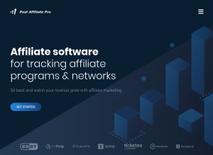 How postaffiliatepro.com looks like on a tablet such as an iPad.