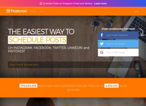 How postcron.com looks like on a tablet such as an iPad.