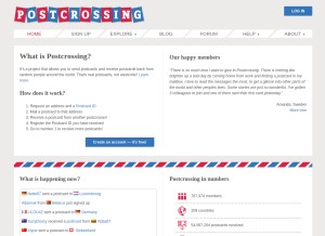How postcrossing.com looks like on a tablet such as an iPad.
