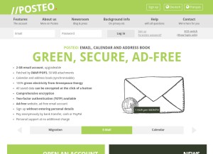 How posteo.de looks like on a tablet such as an iPad.