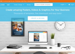 How postermywall.com looks like on a tablet such as an iPad.