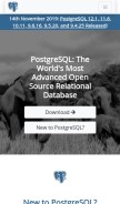 How postgresql.org looks like on a mobile device such as an iPhone.
