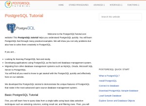 How postgresqltutorial.com looks like on a tablet such as an iPad.