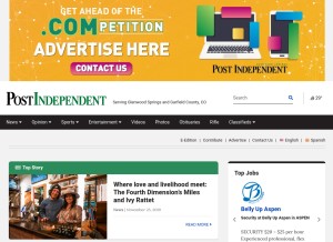 How postindependent.com looks like on a tablet such as an iPad.