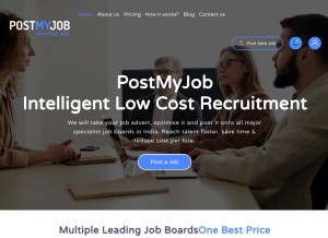 How postmyjob.in looks like on a tablet such as an iPad.