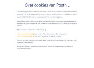 How postnl.nl looks like on a tablet such as an iPad.