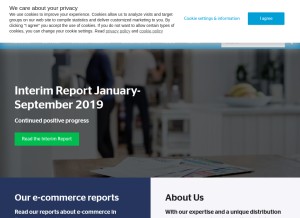 How postnord.com looks like on a tablet such as an iPad.