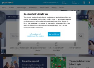 How postnord.se looks like on a tablet such as an iPad.