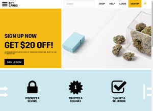 How potcargo.com looks like on a tablet such as an iPad.