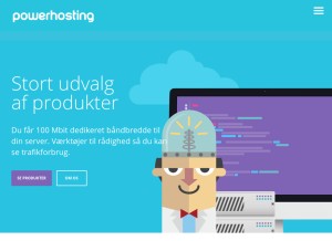 How powerhosting.dk looks like on a tablet such as an iPad.