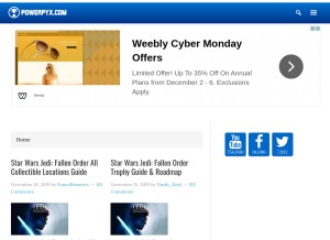 How powerpyx.com looks like on a tablet such as an iPad.