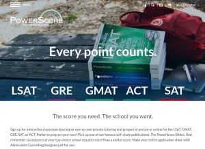 How powerscore.com looks like on a tablet such as an iPad.