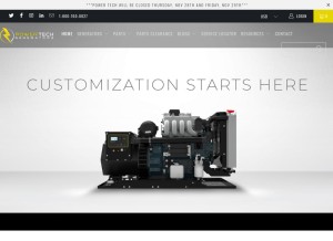 How powertechgenerators.com looks like on a tablet such as an iPad.
