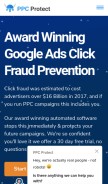 How ppcprotect.com looks like on a mobile device such as an iPhone.