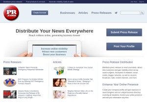 How pr.com looks like on a tablet such as an iPad.