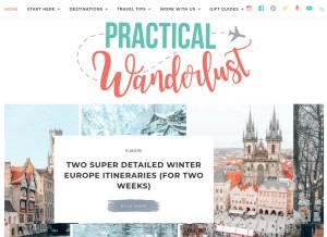 How practicalwanderlust.com looks like on a tablet such as an iPad.