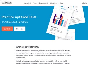 How practiceaptitudetests.com looks like on a tablet such as an iPad.