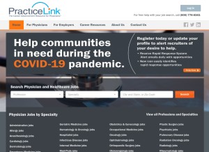 How practicelink.com looks like on a tablet such as an iPad.