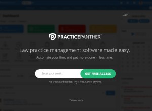 How practicepanther.com looks like on a tablet such as an iPad.