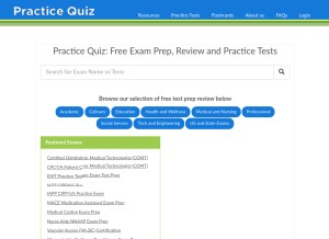 How practicequiz.com looks like on a tablet such as an iPad.