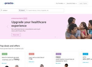 How practo.com looks like on a tablet such as an iPad.