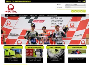 How pramac.com looks like on a tablet such as an iPad.