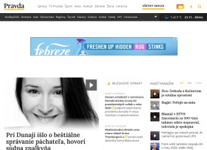 How pravda.sk looks like on a tablet such as an iPad.