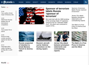 How pravdareport.com looks like on a tablet such as an iPad.