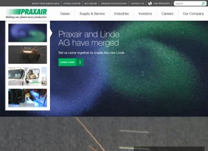 How praxair.com looks like on a tablet such as an iPad.
