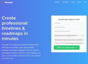 How preceden.com looks like on a tablet such as an iPad.