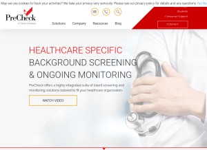 How precheck.com looks like on a tablet such as an iPad.